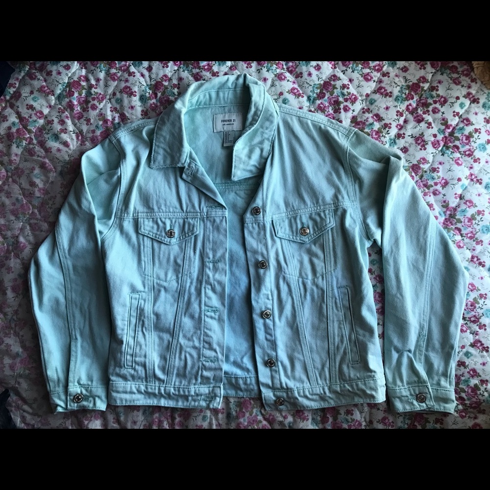 Forever 21 mint green denim jacket